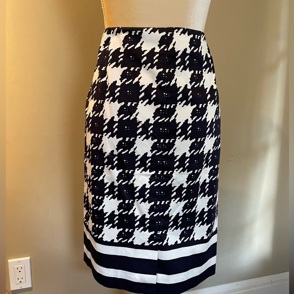 NWT Limited Navy & White Houndstooth Pencil Skirt size 16 - Picture 7 of 12